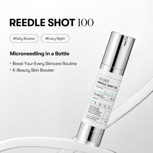 Vt Cosmetics Cica Reedle Shot 100, Daily Night Exosome, Microneedling Serum, Centella Asiatica, Hyaluronic Acid, Exfoliation, Soft Skin, Regeneration, Glass Skin, Korean Skin Booster 1.69Fl Oz (50Ml)