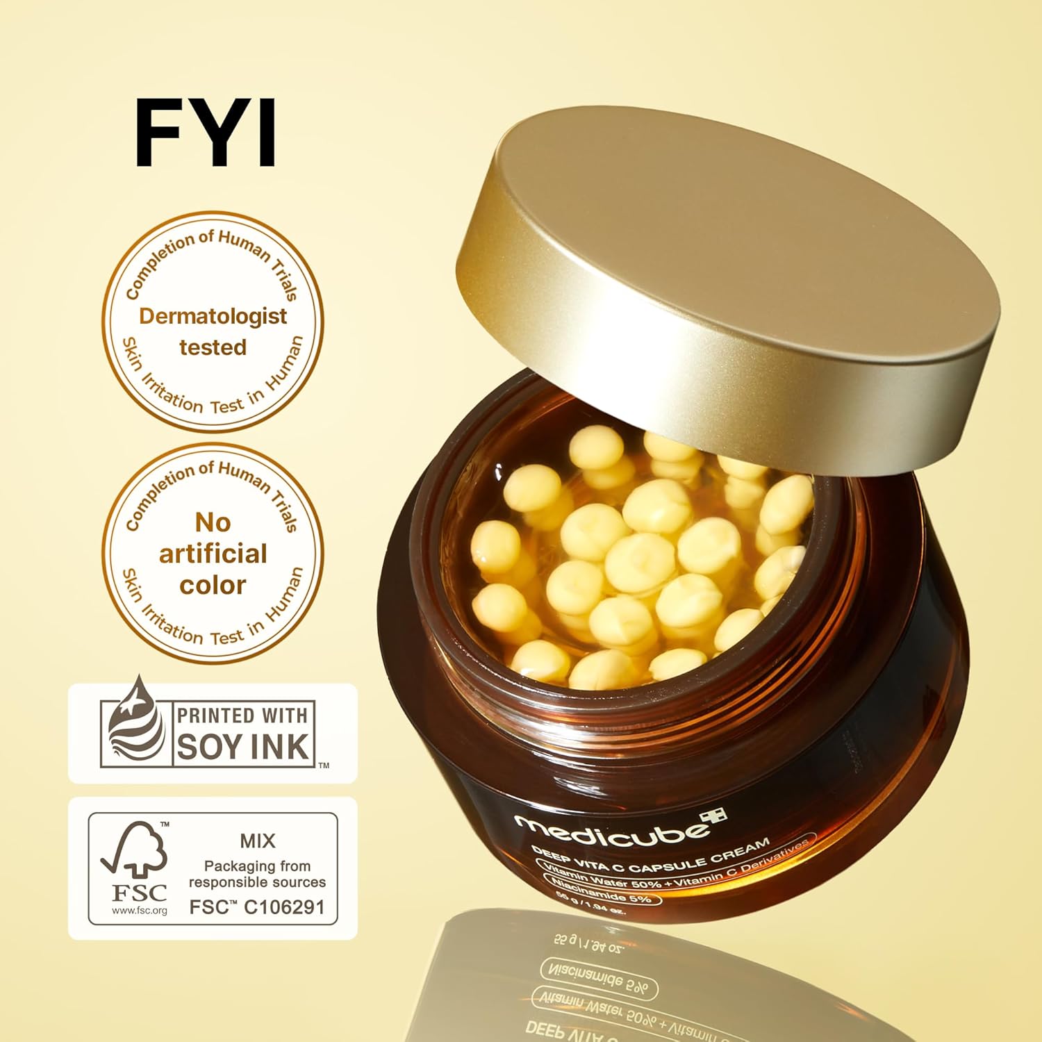 Medicube Deep Vitamin C Golden Capsule Face Moisturizer - Liposome Capsules For Wrinkles, Skin Radiance - Transparent Gel For Glow Hydration - Korean Skin Care 1.94 Oz : Beauty & Personal Care