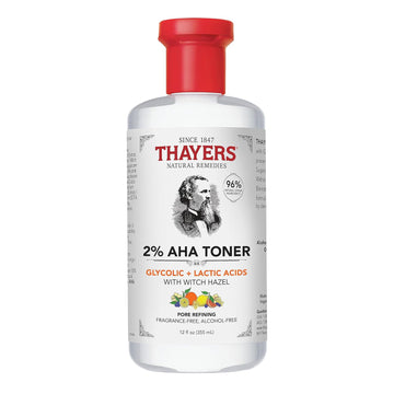 Thayers 2% Aha Exfoliating Toner With Glycolic Acid, Lactic Acid And Witch Hazel, Smoothing And Pore Refining Skin Care For All Skin Types, 12 Fl Oz