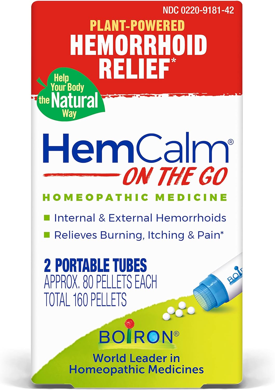 Boiron Hemcalm On The Go For Hemorrhoid Relief Of Pain, Itching, Swelling Or Discomfort - 2 Count (160 Pellets)