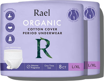 Rael Disposable Underwear For Women, Organic Cotton Cover - Incontinence Pads, Postpartum Essentials, Disposable Underwear, Unscented, Maximum Coverage (Size L-Xl, 16 Count)