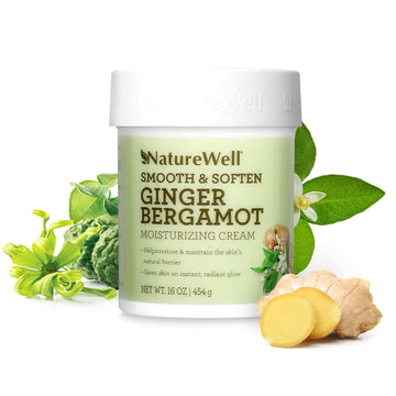 Nature Well Ginger Bergamot Smooth & Soften Moisturizing Cream For Face & Body, Infused With Natural Oils & Extracts, Restores Skin Moisture Barrier, 16 Oz