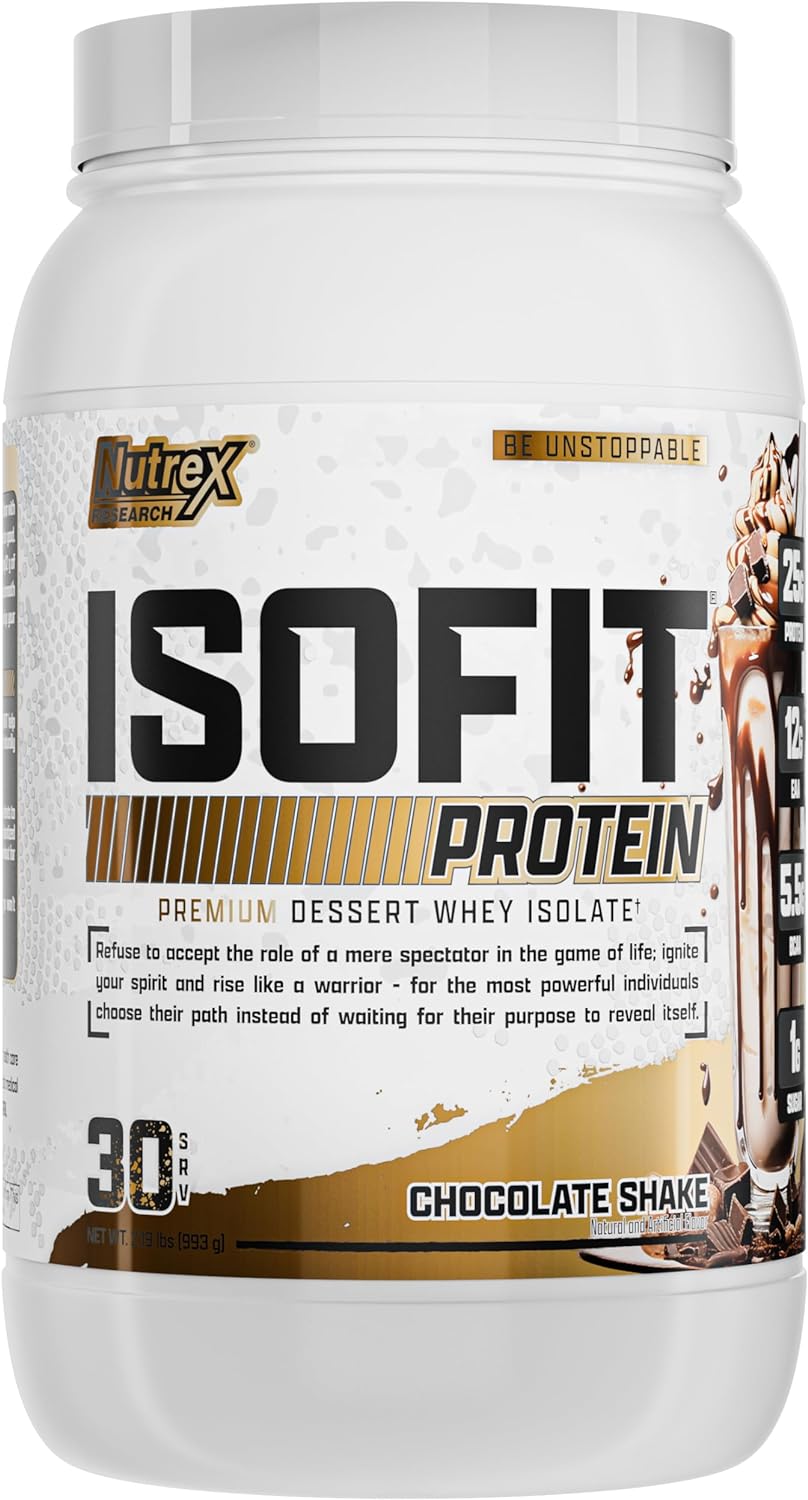 Nutrex Research Isofit Chocolate Whey Isolate Protein Powder 100% Whey Protein Isolate | Muscle Recovery, Naturally High Eaas | Fast Absorbing, Easy Digestion | (Chocolate Shake 2Lbs 30 Servings)