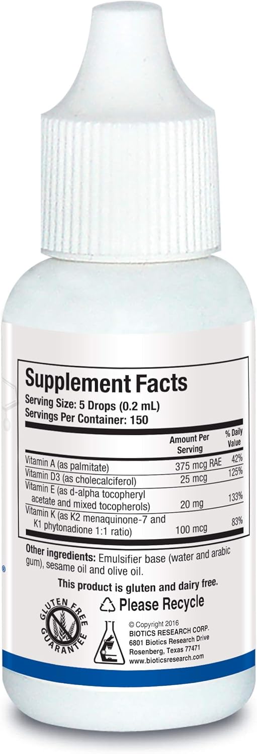 Biotics Research Bio Adek Mulsion - Emulsified Formula, Improved Bioavailability, Supports Healthy Immune Responses, Bone Health, Eye Health, Cardiovascular Health, 1 Fl Oz