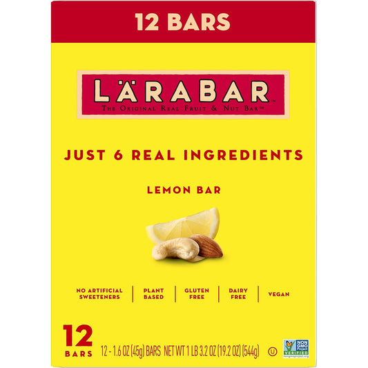 Larabar Lemon Bar, Gluten Free Vegan Fruit & Nut Bars, 1.6 Oz Bars, 12 Ct