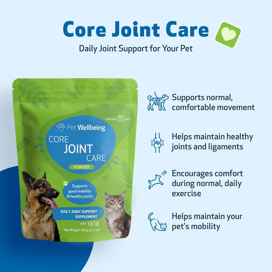 Pet Wellbeing Core Joint Care For Dogs & Cats - Vet-Formulated - Daily Joint Support With Glucosamine, Chondroitin, Green-Lipped Mussel, Collagen Type Ii - 3.7 Oz (105 G) Powder