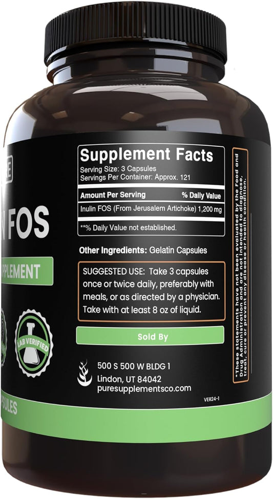 Pure Original Ingredients Inulin (365 Capsules) No Magnesium Or Rice Fillers, Always Pure, Lab Verified