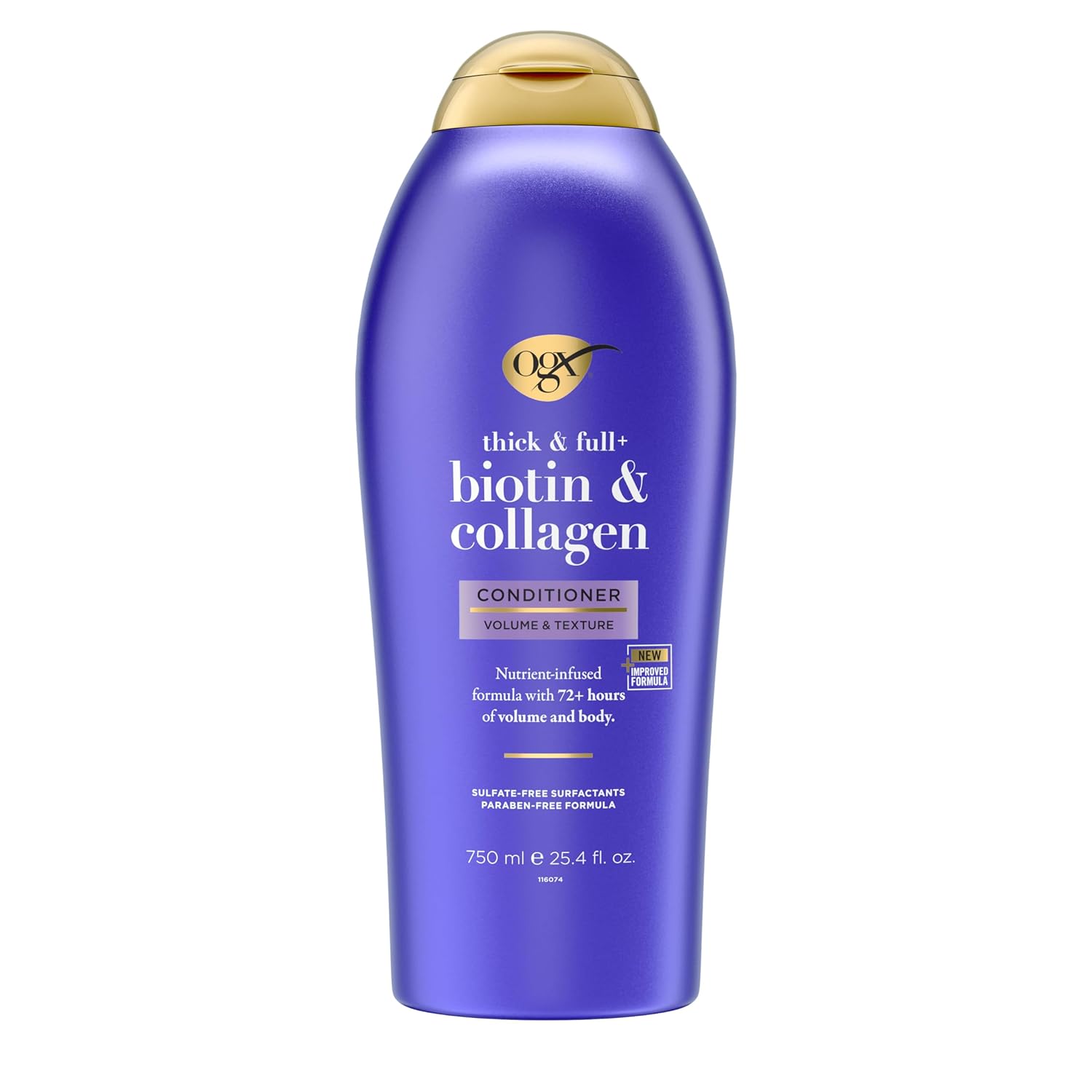 Ogx Thick & Full + Biotin & Collagen Volumizing Conditioner, Nutrient-Infused Conditioner + Vitamin B7 Biotin Gives Hair Volume & Body For 72+ Hours, Sulfate-Free Surfactants, 25.4 Fl. Oz