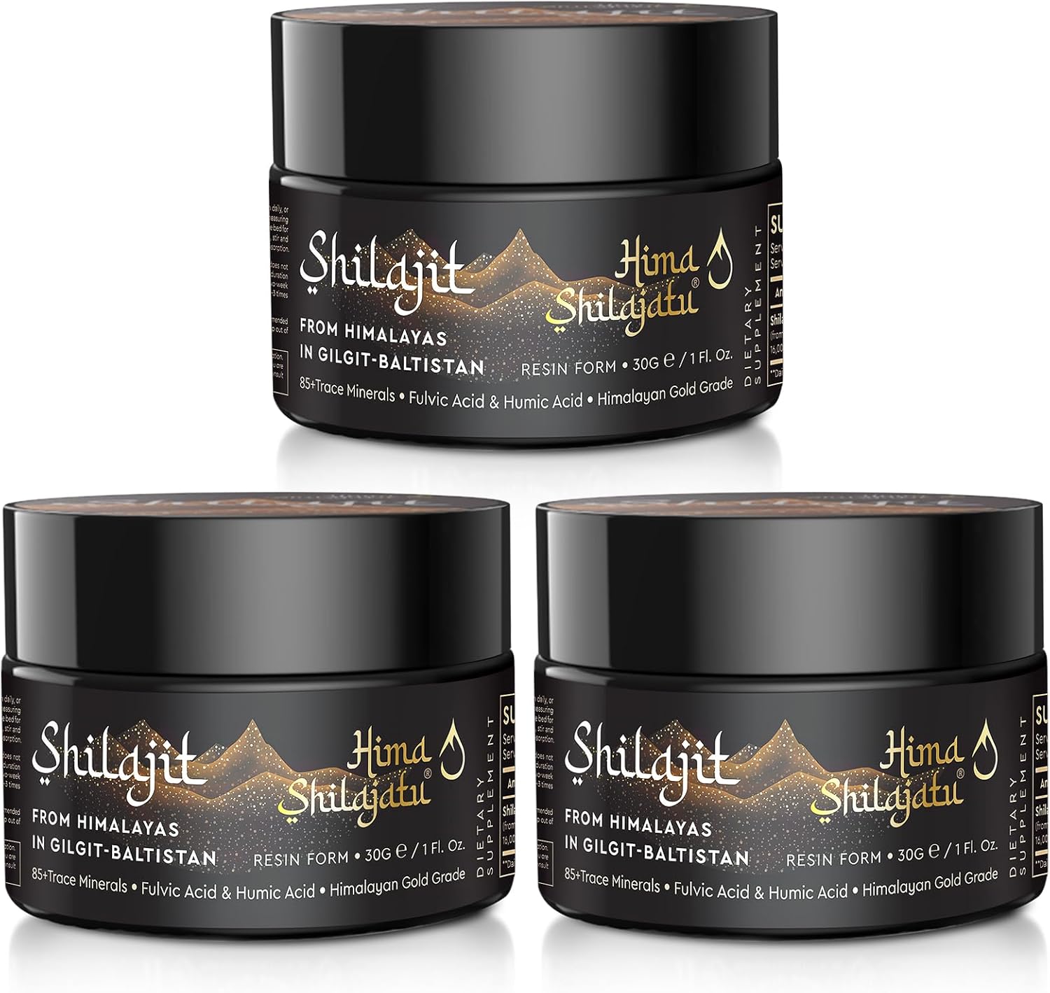 Shilajit Purest Himalayan Shilajit Resin - Gold Grade 100% Pure Shilajit With Fulvic Acid & 85+ Trace Minerals Complex For Energy & Immune Support, Pack Of 3 (6 Months Supply)