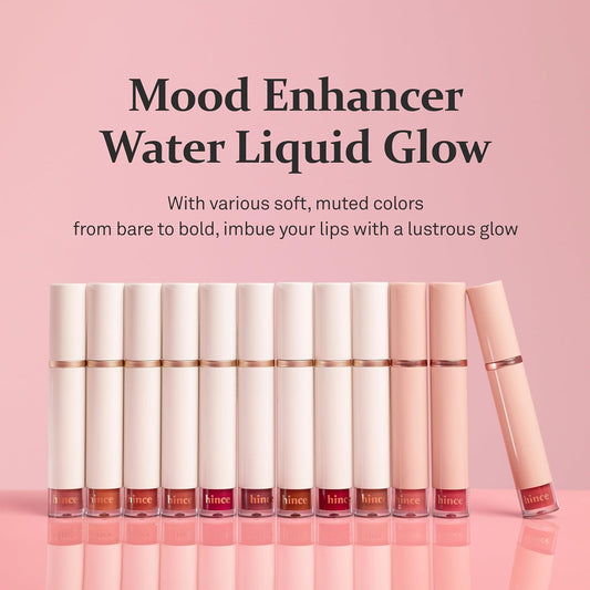 Hince Mood Enhancer Water Liquid Glow - Non-Sticky & Waterproof Lip Stain For Women - Long Wearing Lip Gloss For Natural And Glass Glow - Moisturizing Liquid Makeup, 0.16 Fl.Oz. (Addicted)