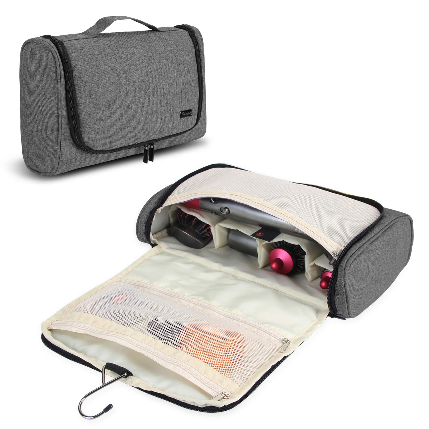 Teamoy Travel Storage Bag Compatible With Dyson Airwrap Styler, Portable Travel Organizer For Airwrap Styler And Attachments, Gray