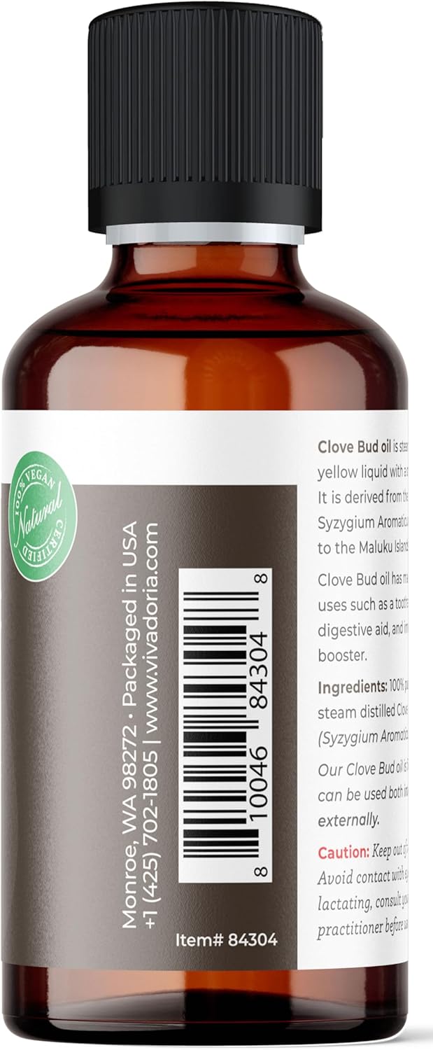 Viva Doria 100% Pure Clove Bud Essential Oil, Undiluted, Food Grade, 118 mL (4 Fl Oz) : Health & Household