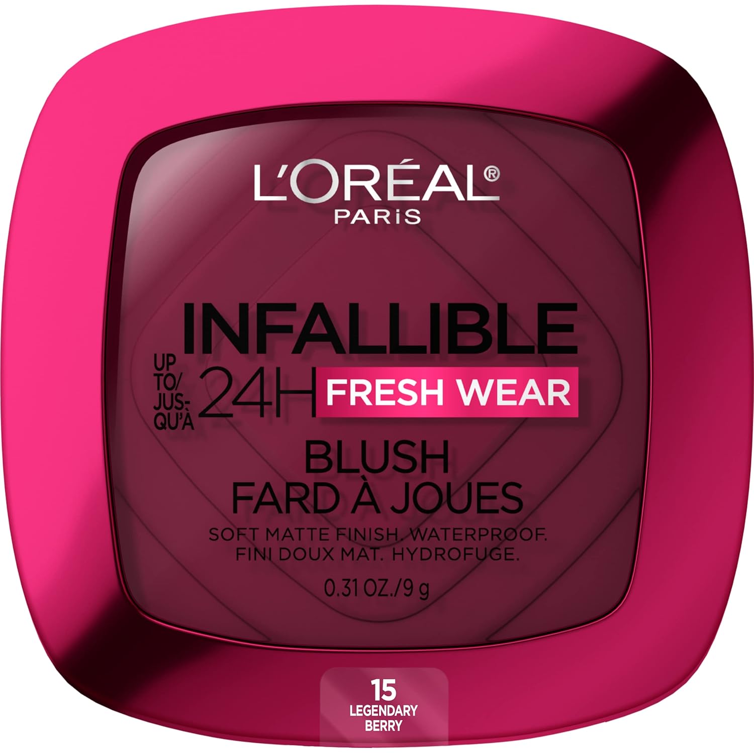 L'Oreal Paris Infallible Up To 24H Fresh Wear Soft Matte Blush, Blendable, Long-Lasting And Waterproof Cheek Make Up, Legendary Berry 15, 0.31 Oz
