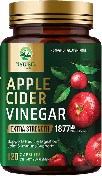 Apple Cider Vinegar Capsules - Extra Strength Acv Supplement With Vitamin D3 & Zinc For Energy, Digestion & Immune Support Balance - Non-Gmo, Gluten-Free Acv Pills For Detox & Cleanse - 120 Capsules