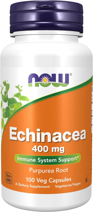 Now Foods Supplements, Echinacea (Purpurea Root) 400 Mg, Immune System Support*, 100 Veg Capsules