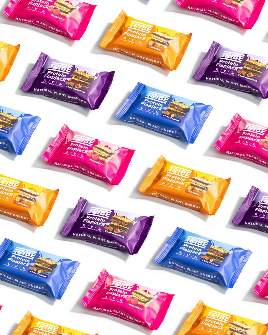 TRIBE Protein Flapjacks - Choc Hazelnut - Great-Tasting Natural Plant Energy - Vegan, Dairy Free & Gluten Free (12 x 50g Bars) : Amazon.co.uk: Health & Personal Care