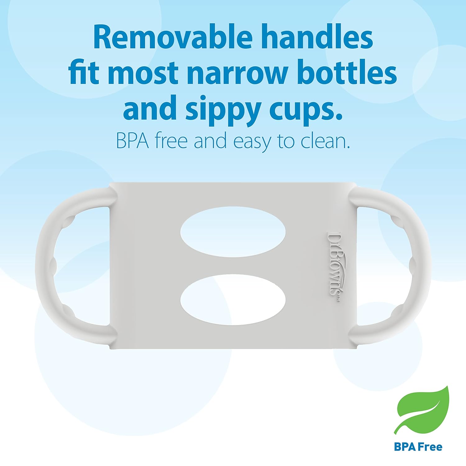Dr. Brown's Milestones Wide-Neck Sippy Spout Bottle with 100% Silicone Handles, Easy-Grip Handles with Soft Sippy Spout, 9oz/270mL, Light-Blue & Gray, 2-Pack, 6m+ : Baby
