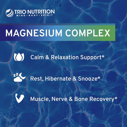 Trio Nutrition Magnesium Complex 90 Day Supply 420 Mg | Calm, Relax, Stress Relief, And Muscle Recovery |Magnesium Glycinate Supplement With Vitamin B6 For Rapid Absorption