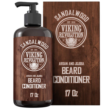 Viking Revolution Beard Conditioner W/Argan & Jojoba Oils - Softens & Strengthens - Sandalwood Scent - Beard Conditioner W/Beard Oil (17Oz Conditioner)