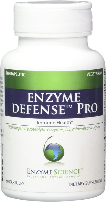 Enzyme Defense Pro, 60 Capsules?Immunity Support Supplement ? Formulated with Vitamin D3, L-Lysine, Calcium, and Protease?Enzyme Digestion Support ?Immune System