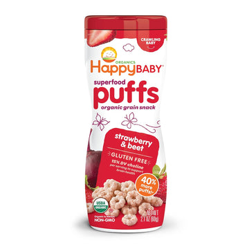 Happy Baby Organics Superfood Puffs, Strawberry & Beet, 2.1 Ounce (Pack of 6) packaging may vary