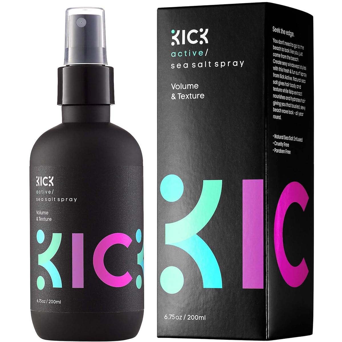 Kick Sea Salt Spray For Men'S Hair - 200Ml - Light Hold Texturizing Spray For Beachy Waves, Surfer Style And All-Day Fullness - Natural Finish For Thick, Wavy Or Fine Hair