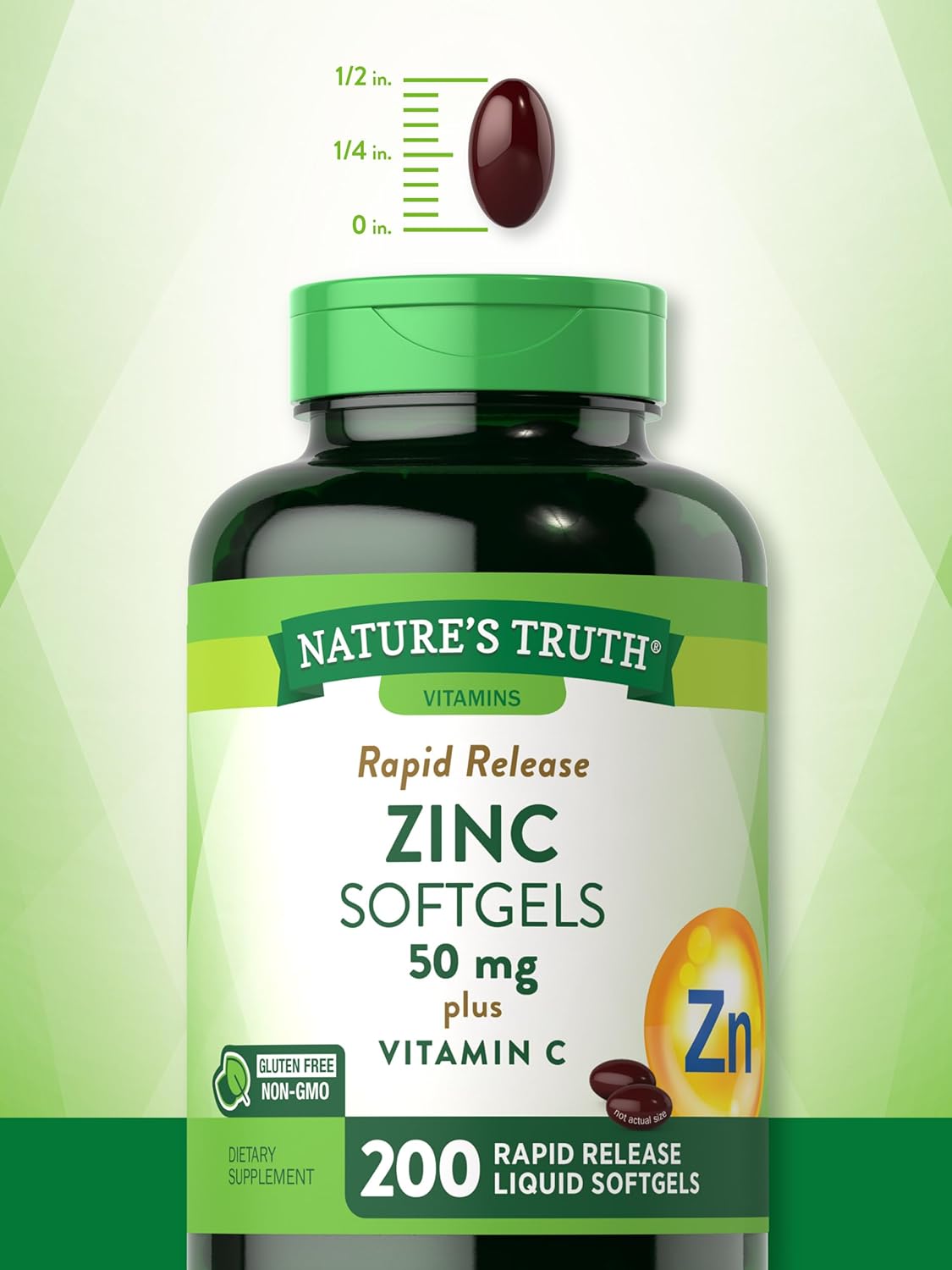 Nature's Truth Zinc 50mg with Vitamin C | 200 Liquid Softgels | Non-GMO & Gluten Free Supplement : Health & Household