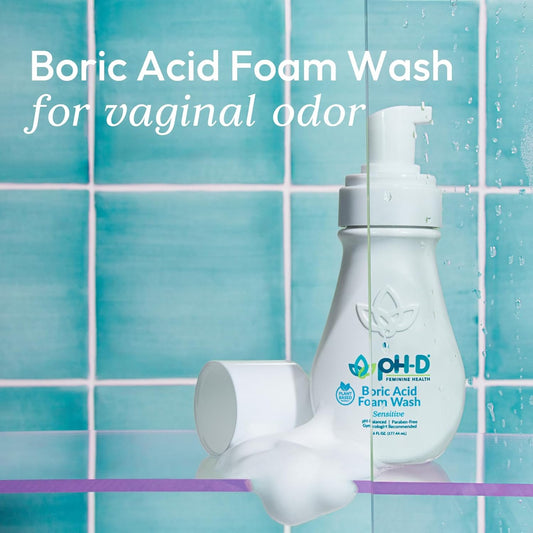 Ph-D Feminine Health - Boric Acid Foam Wash - Ph-Balanced, Paraben-Free, And Plant-Based (Sensitive, 6 Fl Oz (Pack Of 2))