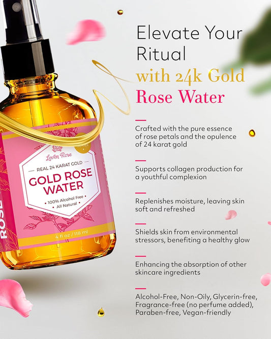 Rose Water Spray For Face By Leven Rose - Pure Natural Moroccan Rosewater Hydrosol Face Spray - Organic Rose Water For Hair 4 Oz