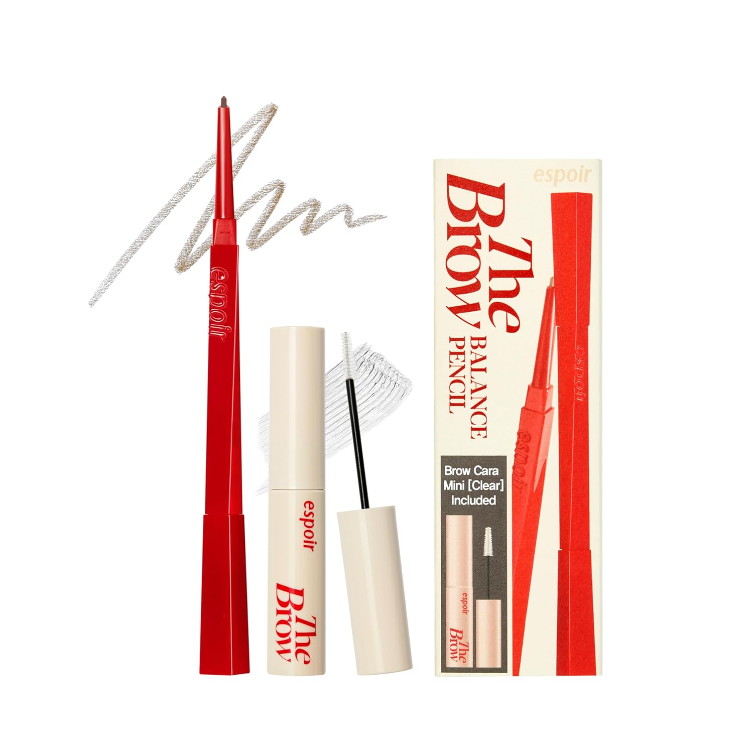 Espoir The Brow Balance Pencil Combo #1 Classic Brown (Mini Clear Eyebrow Mascara Included) | Eye Brow Pencil That'S Natural And Easy To Draw Without Clumping | A Detailed And Rich Eyebrow Texture