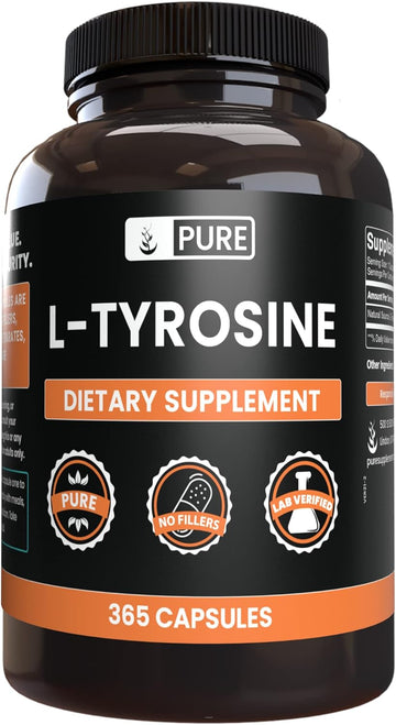 Pure Original Ingredients L-Tyrosine (365 Capsules) No Magnesium Or Rice Fillers, Always Pure, Lab Verified