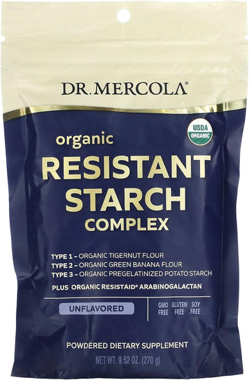 Dr. Mercola Unflavored Organic Resistant Starch Complex, 9.52 Oz. (30 Servings), Non GMO, Gluten Free, Soy Free, USDA Organic