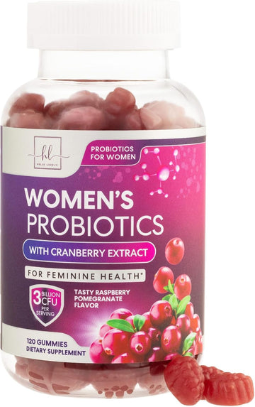 Probiotic Gummies For Women With Cranberry - 6 Premium Strains For Ph Balance, Digestive Health, Vaginal & Immune Support, 3 Billion Cfu, Women'S Probiotic Gummy For Feminine Health - 60 Gummies