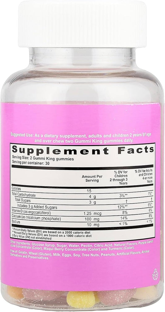 Calcium Plus Vitamin D Supplement, Strawberry/Lemon/Orange/Grape/Cherry/Grapefruit, 60 Count