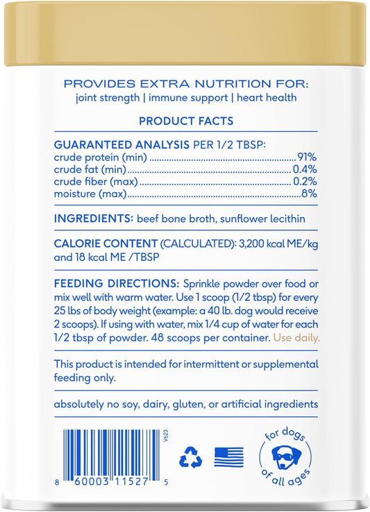 Native Pet Bone Broth For Dogs & Cats – Dog Bone Broth Powder, Dog Food Topper For Picky Eaters – Cat Broth & Dog Broth - Dog Gravy Topper For Dry Food – Pet Food Beef Broth For Dogs & Cats - 4.75Oz