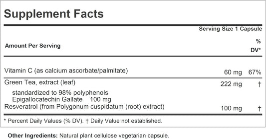 Andrew Lessman Resveratrol-100 Egcg 100Mg - 30 Capsules - Two Naturally Occurring Anti-Oxidants, Without Alcohol Or Caffeine