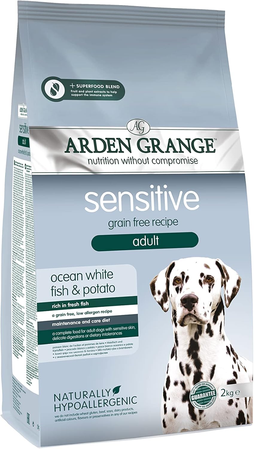 Arden Grange Sensitive Adult Dry Dog Food Grain Free with Fresh Ocean White Fish and Potato, 2 kg :PC & Video Games