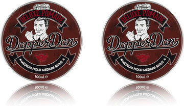 Dapper Dan Deluxe Pomade, Medium Hold Medium Shine Hair Pomade For Men, Flexible Water Based Pomade, For A Professional Look, 2 X 100Ml