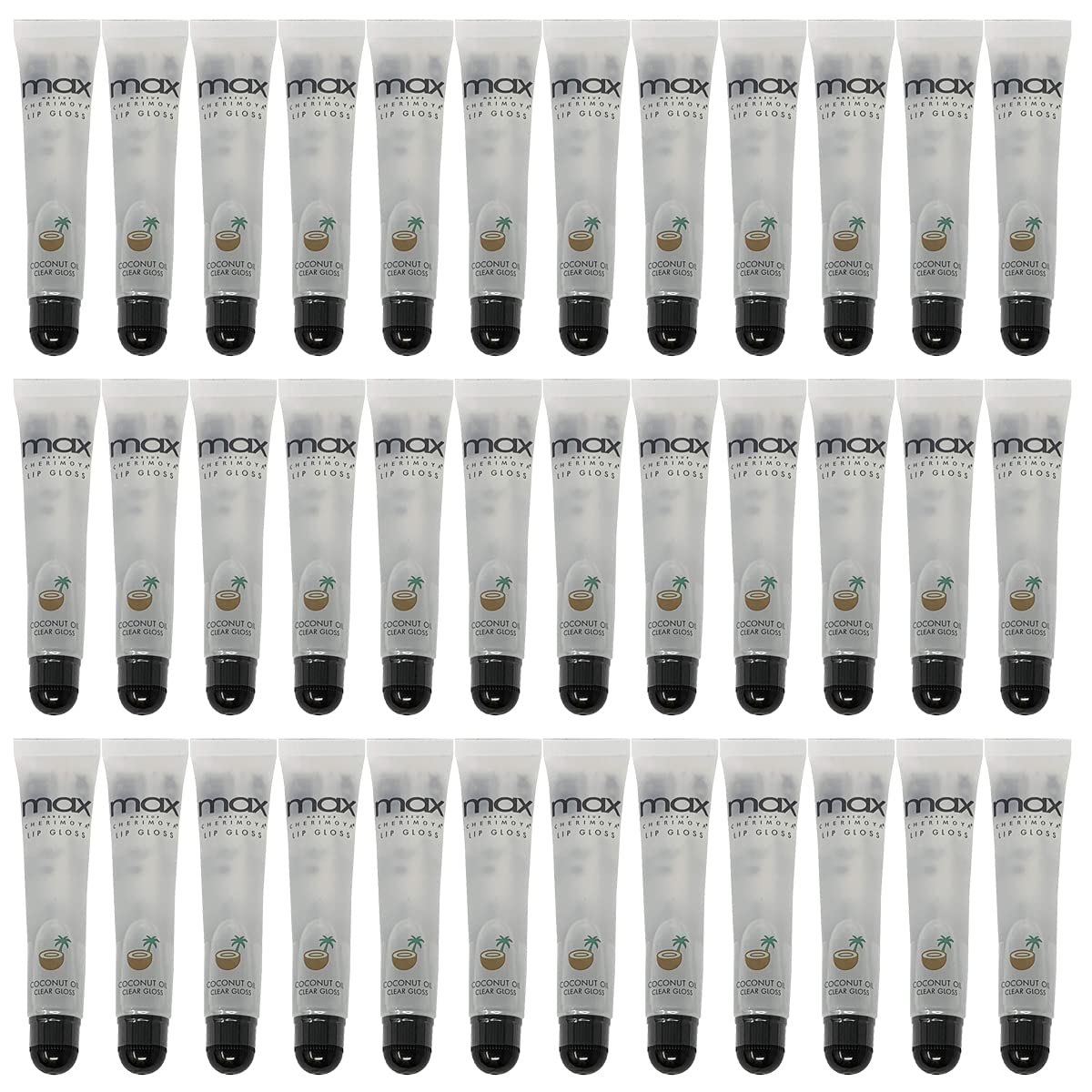 Cherimoya Max Makeup Clear Lip Polish Bulk (36 Pieces) Coconut
