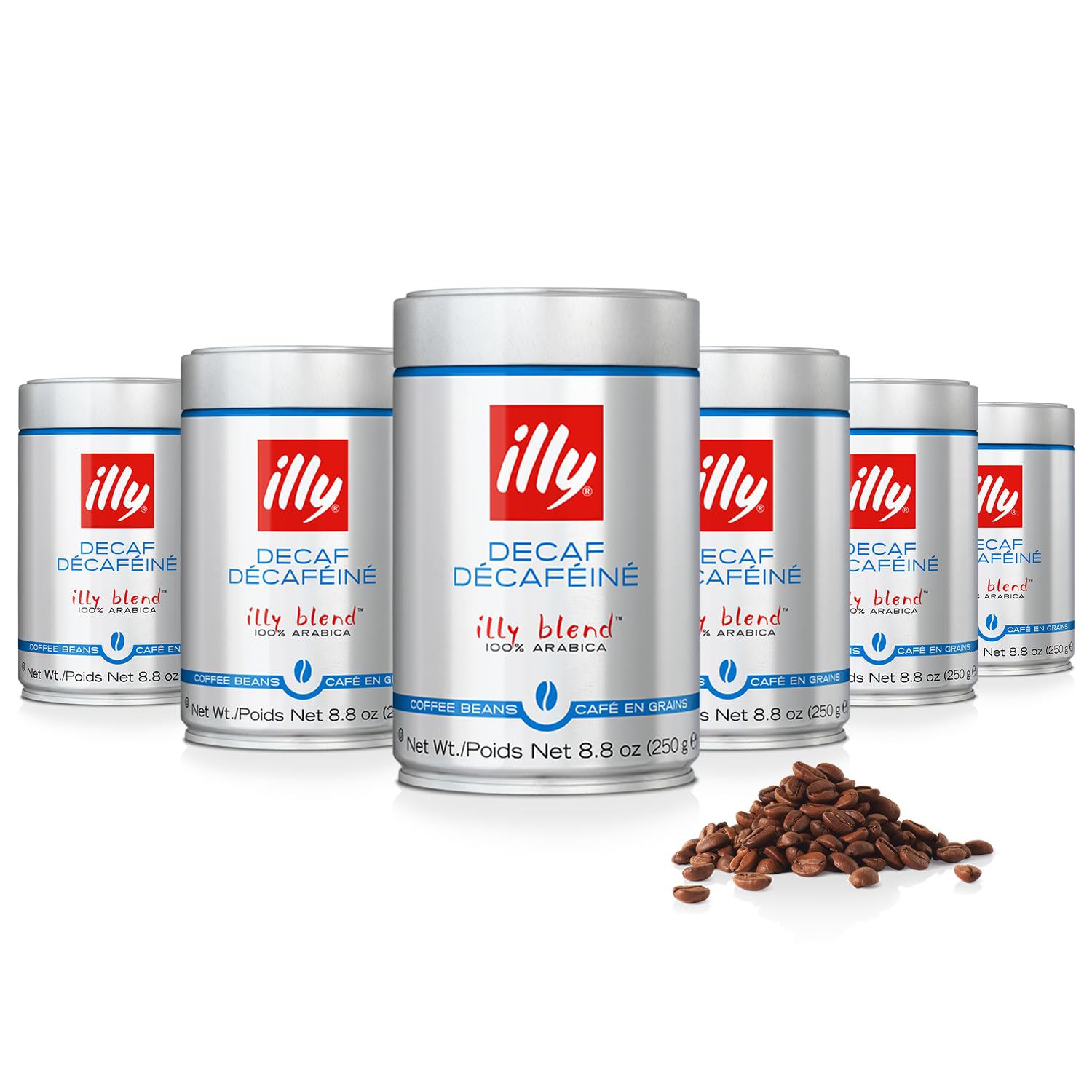 Illy Whole Bean Coffee - Perfectly Roasted Whole Coffee Beans – Classico Decaf Roast - With Notes Of Caramel, Toasted Bread & Chocolate - 100% Arabica Coffee - No Preservatives – 8.8 Ounce, 6 Pack