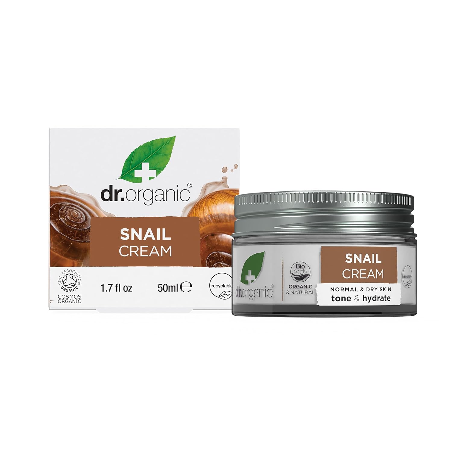 Dr. Organic Snail Gel Face Cream | Rejuvenates And Moisturizes, Improves Skin Tone And Hydration, Natural, Certified Organic, Paraben & Sls-Free, 50 Ml / 1.7 Fl Oz
