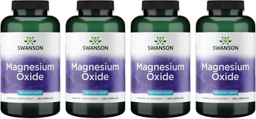 Swanson Magnesium - Mineral Supplement For Health & Wellness - Natural Support - (250 Capsules, 200Mg Each) (4 Pack)