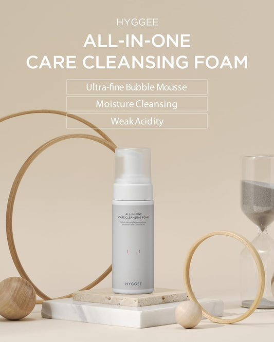 All In One Care Cleansing Foam - Mildly Acidic Skin Irritation Free Micro Bubble Foam Face Cleanser - Moisturizing And Gentle Pore Cleansing With Brich Sap And Probiotics, 5.3 Fl.Oz