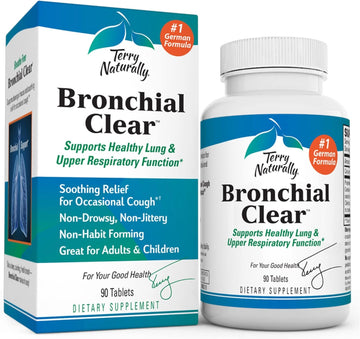 Terry Naturally Bronchial Clear - 90 Tablets - Soothing Lung & Upper Respiratory Function Support Supplement, Non-Drowsy, Non-Jittery - Non-GMO, Gluten-Free - 90 Servings