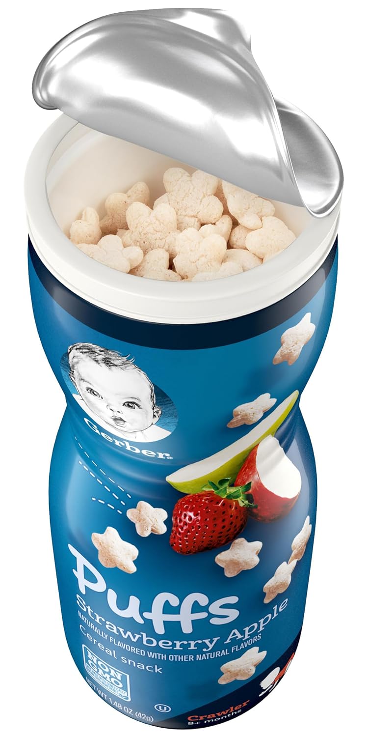 Gerber Puffs Variety Pack, 1 Strawberry Apple, 1 Blueberry, 1 Apple Cinnamon, 3 CT : Baby