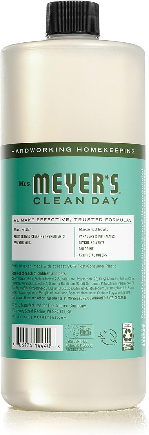 Mrs. Meyer'S Clean Day Multi-Surface Cleaner Concentrate, Use To Clean Floors, Tile, Counters, Basil, 32 Fl. Oz - Pack Of 2