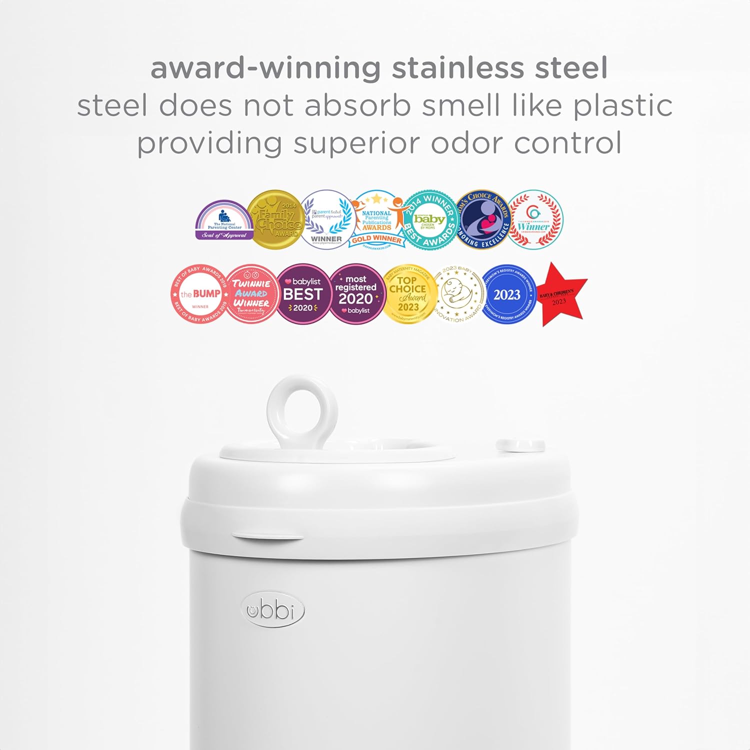 Ubbi Steel Diaper Pail, Odor Locking, No Special Bag Required, Award-Winning, Registry Must-Have, White : Baby