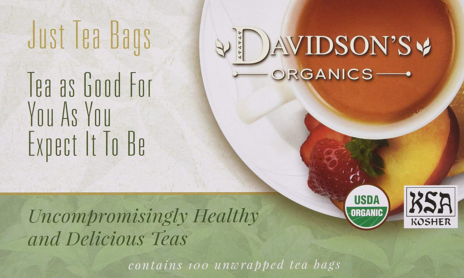 Davidson'S Organics, Decaffeinated Wild Strawberry, 100-Count Unwrapped Tea Bags