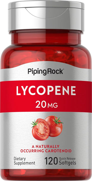 Piping Rock Lycopene Supplement | 20mg | 120 Softgels | Naturally-Occurring Carotenoid | Non-GMO, Gluten Free