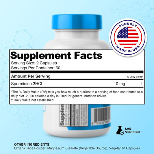 Spermidine Capsules ???????????? ???????? 99% Concentration 100X More Potent Than Wheat Germ Extract For Anti-Aging Dna Telomere Support